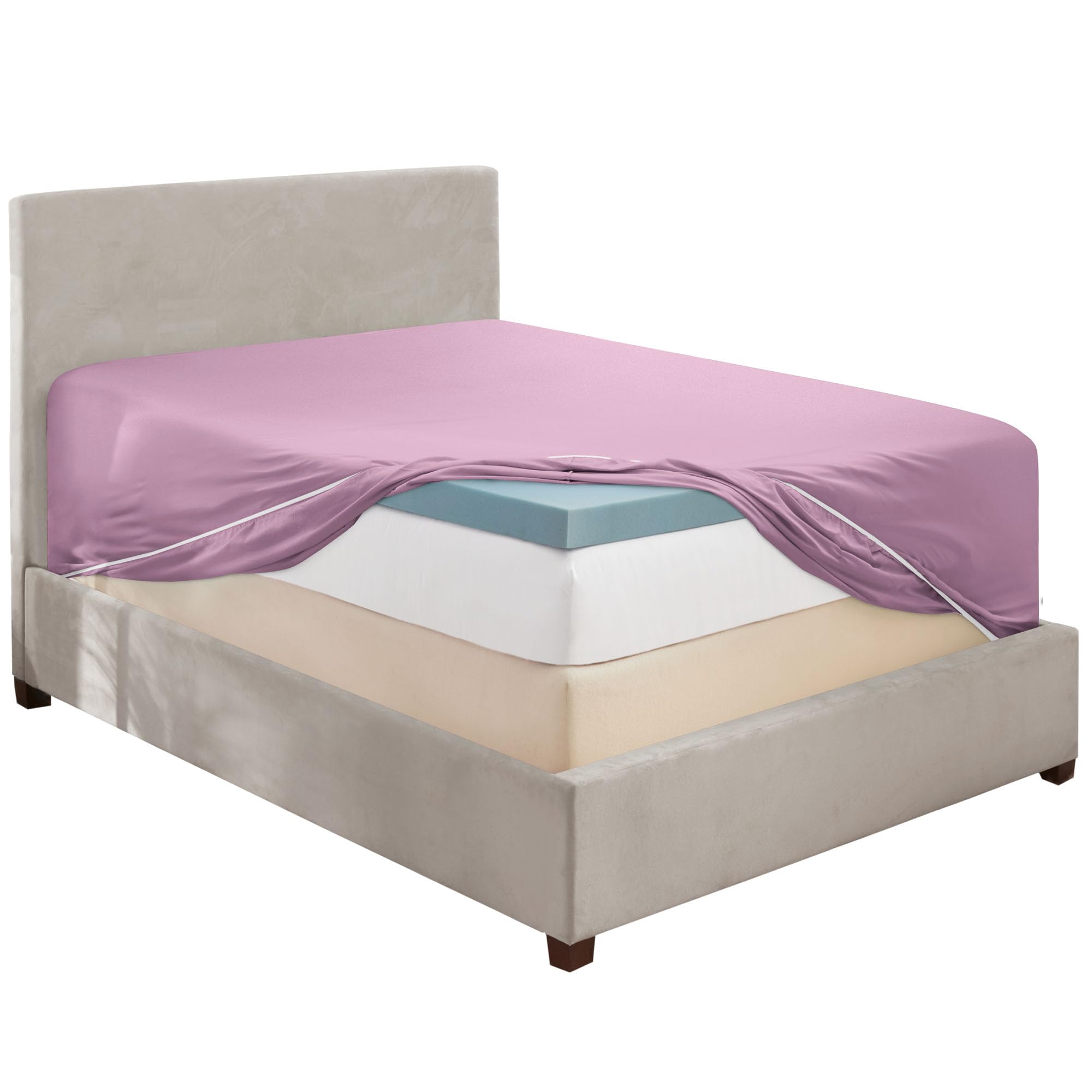 Hearth & Harbor Lavender California King Fitted Sheet, Extra Deep Pocket Cal King Fitted Sheet Only, 1800 Microfiber Fitted Bed Sheet, Ultra Soft Fitted Sheet California King Fits Up To 24 '' Mattress