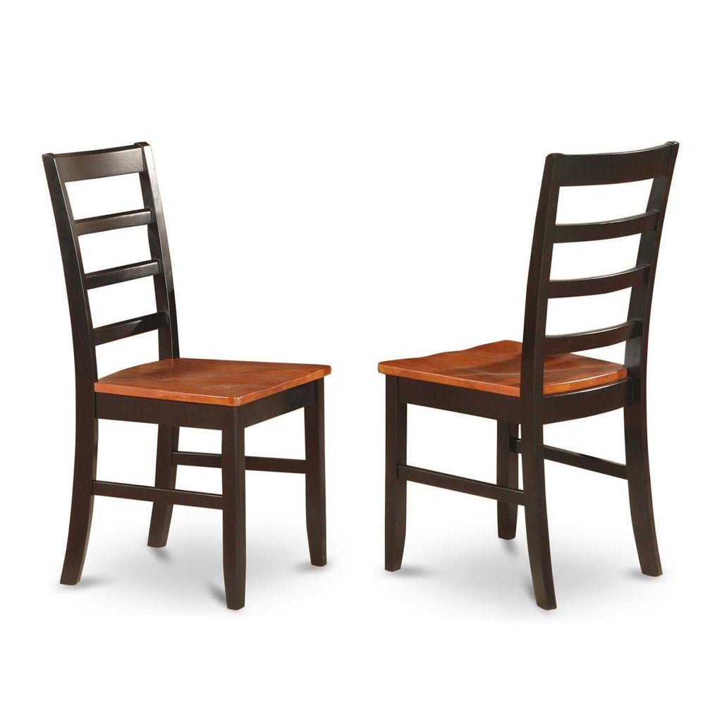 East West Furniture Dining Chairs, Set of 2, Black & Cherry