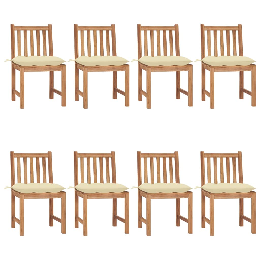 vidaXL Solid Teak Wood Patio Chairs with Cushions - Thumbnail 2