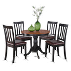East West Furniture ANTI5-BLK-LC 5 Piece Dining Table Set for 4 Includes a Round Kitchen Table with Pedestal and 4 Faux Leather Upholstered Dinette Chairs, 36x36 Inch, Black & Cherry