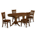 East West Furniture VANC5-ESP-W 5 Piece Dining Room Table Set Includes an Oval Kitchen Table with Butterfly Leaf and 4 Dining Chairs, 40x76 Inch, Espresso