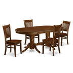 East West Furniture VANC5-ESP-W 5 Piece Dining Room Table Set Includes an Oval Kitchen Table with Butterfly Leaf and 4 Dining Chairs, 40x76 Inch, Espresso