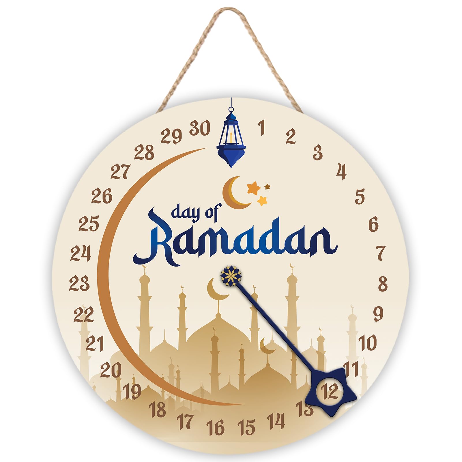 Ramadan Advent Calendar Countdown, Door Hanging Decorations for Ramadan Home Sign