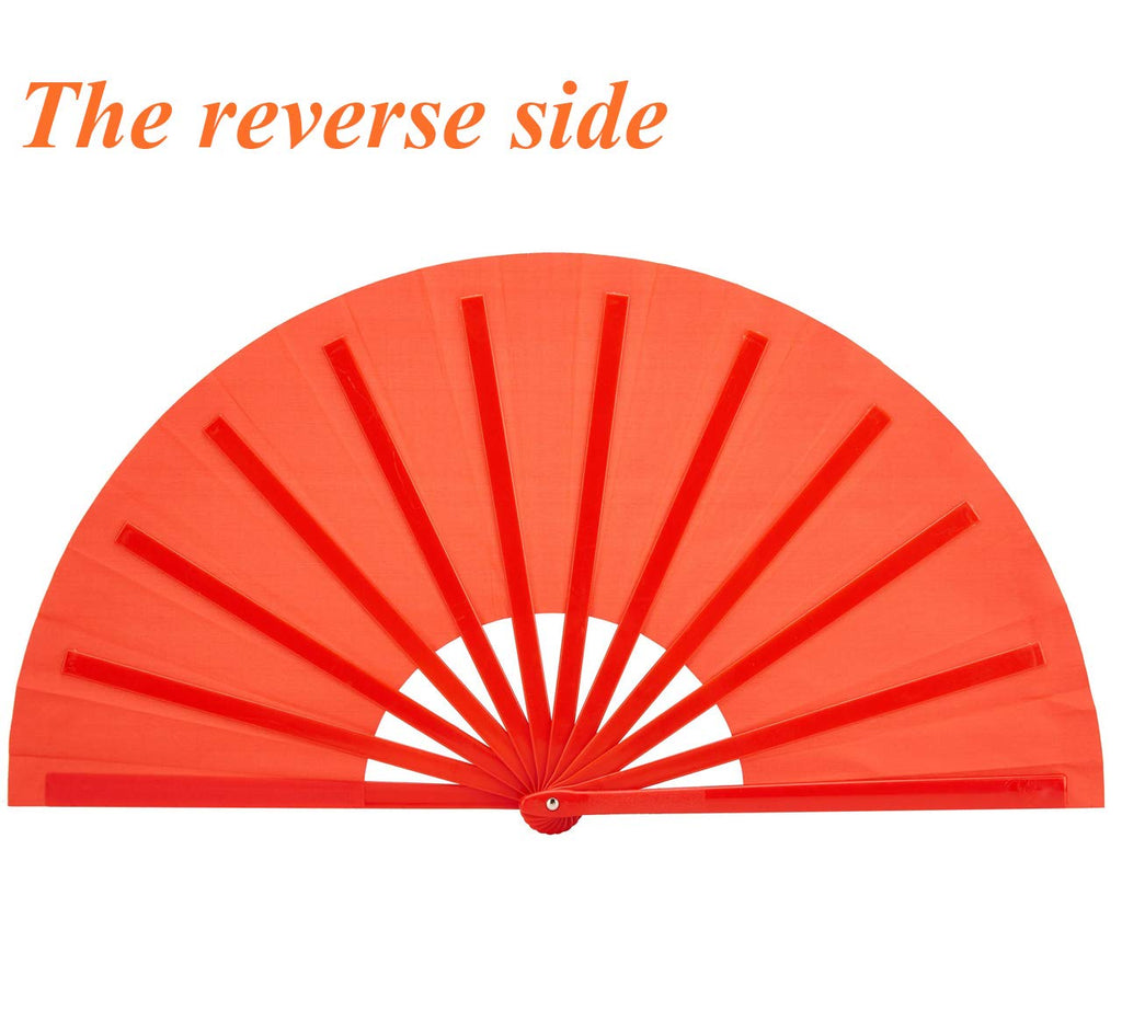 Honshen Dance Folding Hand Fan,13Inch Red Large Chinese Kung Fu Tai Chi Plastic-Nylon Hand Held Folding Fans For Men/Women(Dance