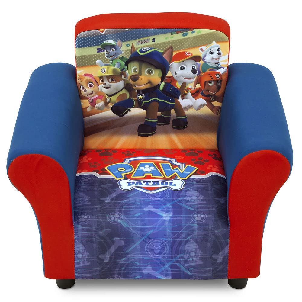 Delta Children Upholstered Chair With Paw Patrol Graphics, Wood Frame, Plush Foam Padding, Side Pockets, For Toddlers And Kids