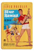Elvis Presley in Blue Hawaii - Vintage Film Movie Poster by Rolf Goetze c.1961-8 x 12 inch Vintage Wood Art Sign