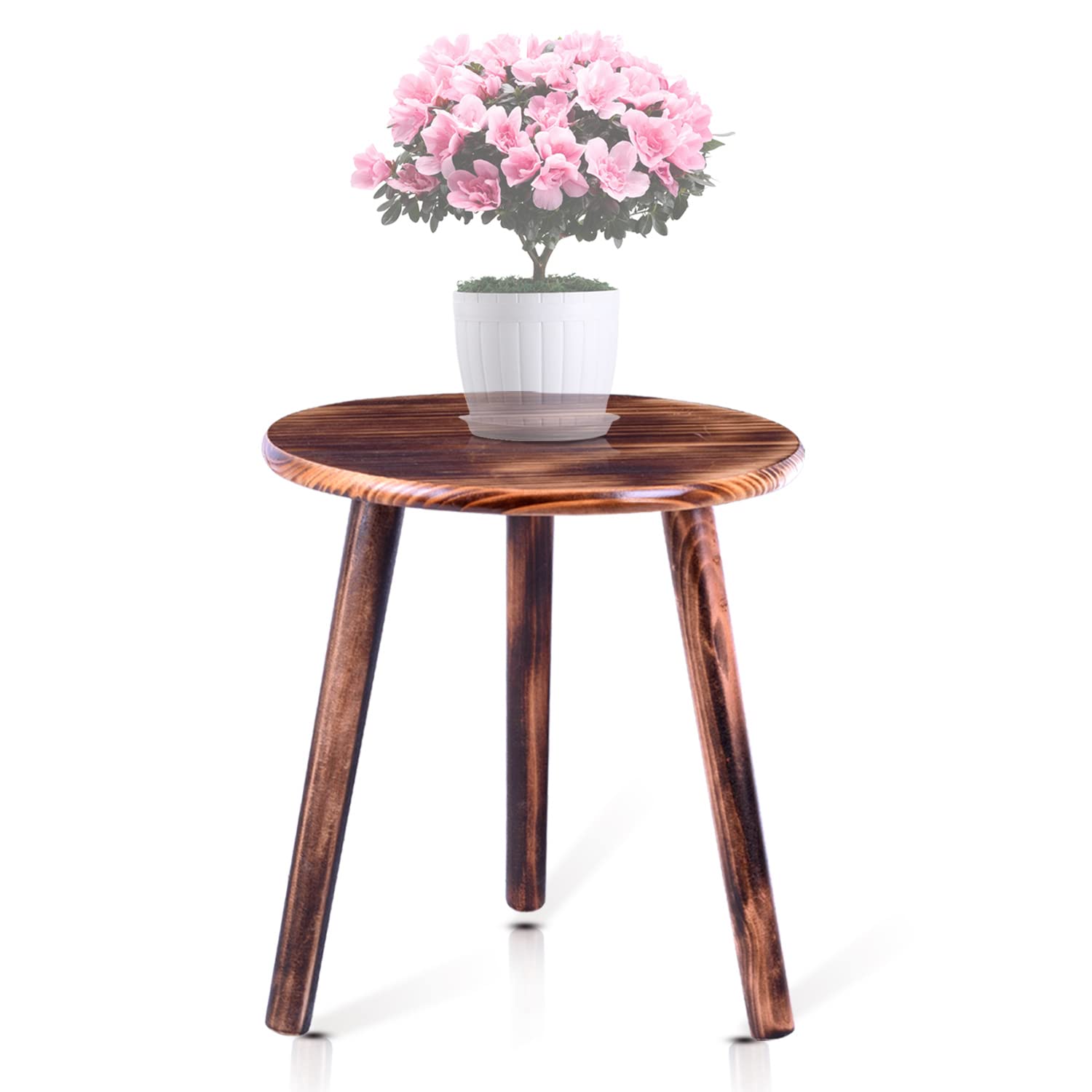 Plant Stand Indoor Plants Table Wood Stool -Wooden Tall Planter Stand 12 Inch Small Round Table Plant Stand,Mid Century Plant St