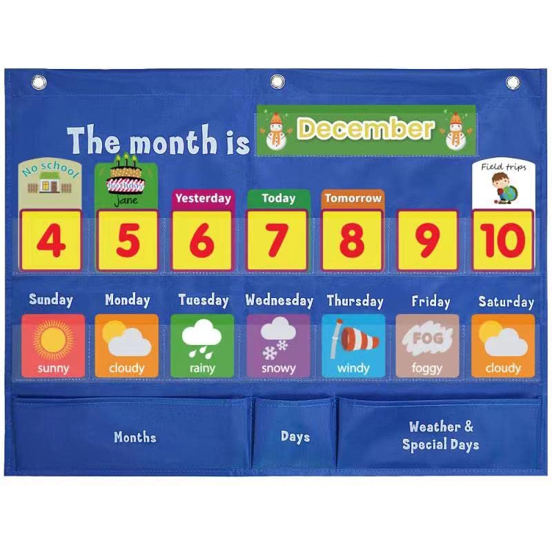 Weekly Calendar With Weather Pocket Chart With 98 Cards.Weekly Calendar Pocket Chart For Home&School,Calendar Pocket Chart For C