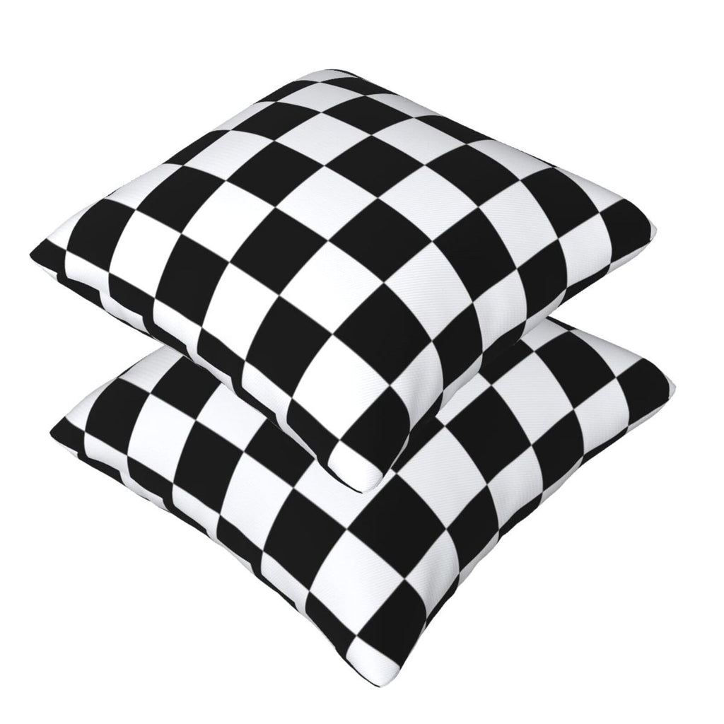 Checkered Pillow Covers 18X18 In Couch Black And White Plaid Pillow Case Sets Of 2 Modern Decorative Square Throw Pillows For Ho