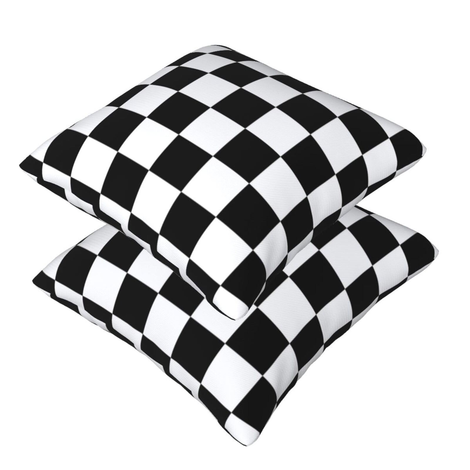 Checkered Pillow Covers 18X18 In Couch Black And White Plaid Pillow Case Sets Of 2 Modern Decorative Square Throw Pillows For Ho