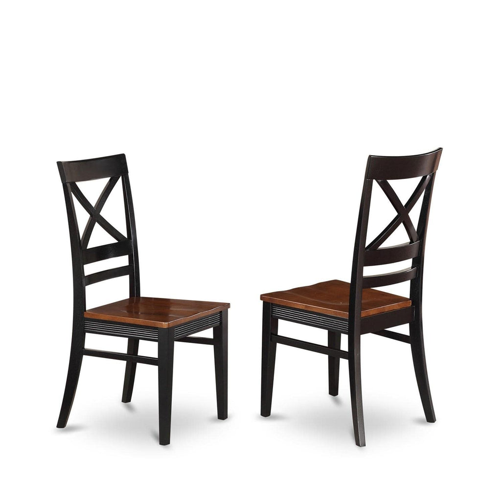 East West Furniture SUQU3-BCH-W 3 Piece Kitchen Table Set for Small Spaces Contains a Round Dining Room Table with Dropleaf & Shelves and 2 Solid Wood Seat Chairs, 42x42 Inch, Black & Cherry