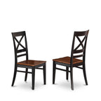 East West Furniture SUQU3-BCH-W 3 Piece Kitchen Table Set for Small Spaces Contains a Round Dining Room Table with Dropleaf & Shelves and 2 Solid Wood Seat Chairs, 42x42 Inch, Black & Cherry