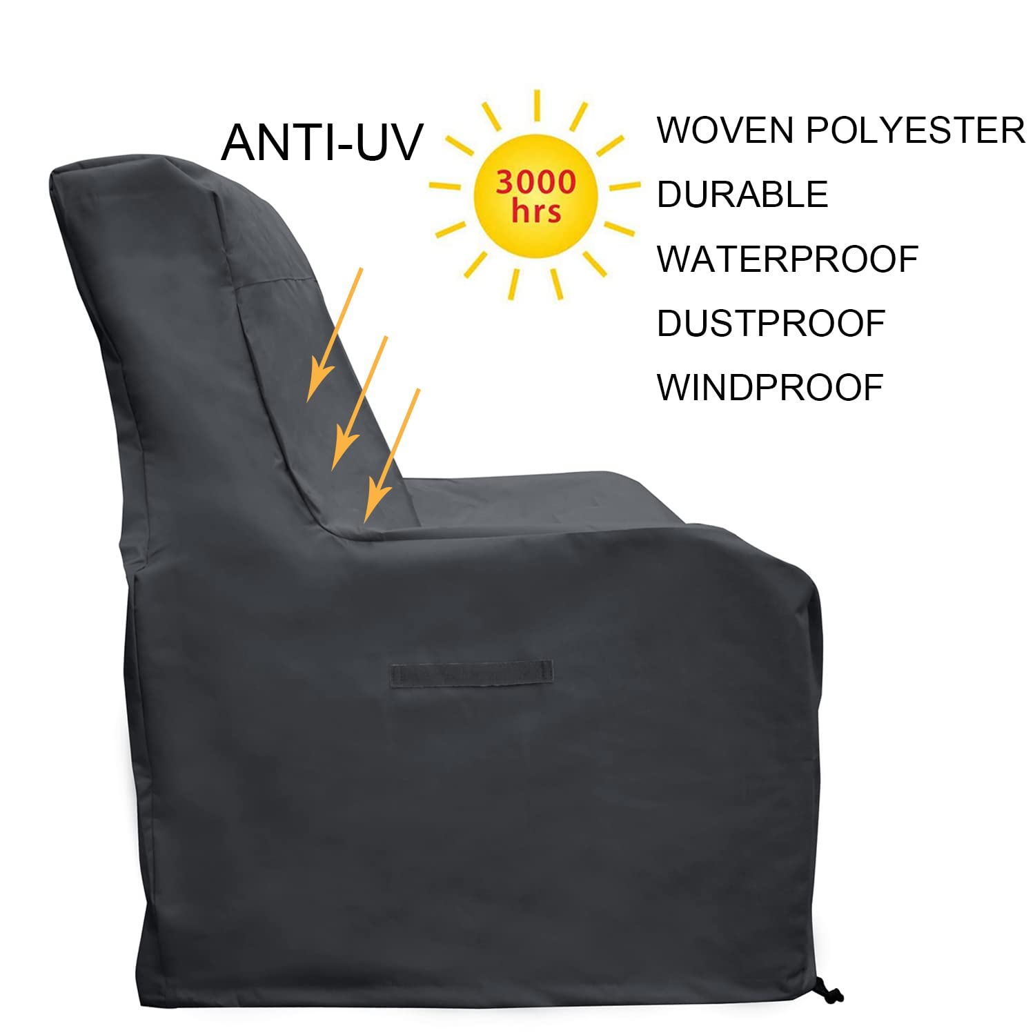 Skypatio Patio Chair Cover Waterproof, Outdoor Furniture Storage Cover For All Weather Protection (Black)