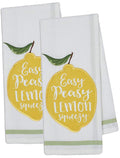 Design Imports Lemon Bliss Table Linens, 18-Inch by 28-Inch Dishtowels, Set of 2, Lemon Squeezy Embellished