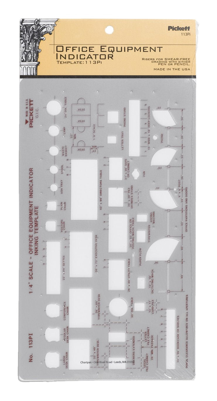 Pickett Office Equipment Indicator Template, 1/4 Inch Scale (113Pi)