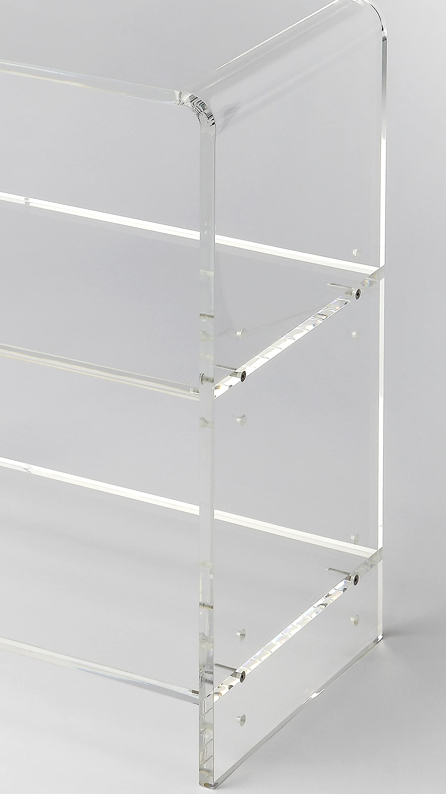 HomeRoots Acrylic, Stainless Steel Crystal Clear Acrylic Bookcase