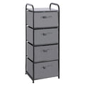 Max Houser 4 Drawer Fabric Dresser Tall Storage Tower, Dresser Chest With Wood Top, Vertical Nightstand Side Organizer Unit With Metal Frame For Closets Bedroom Nursery Room Hallway(Leaden)