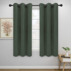 Easy-Going Blackout Curtains For Bedroom, Solid Thermal Insulated Grommet And Noise Reduction Window Drapes, Room Darkening Curtains For Living Room, 2 Panels(42X63 In, Greyish Green)