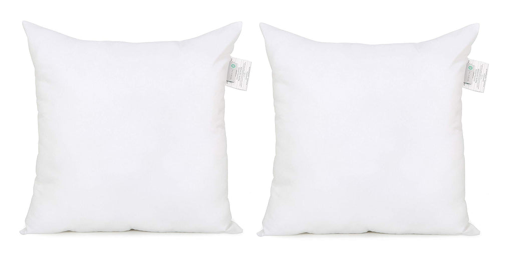 Acanva Down Alternative Throw Pillow Inserts Hypoallergenic Square Soft Form Stuffer Decorative Cushion Sham Filler, 2 Count (Pa
