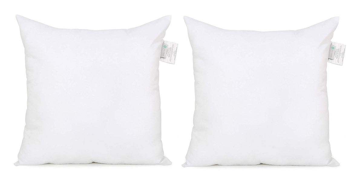 Acanva Down Alternative Throw Pillow Inserts Hypoallergenic Square Soft Euro Form Stuffer Decorative Cushion Sham Filler, 2 Coun