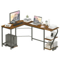 Weehom Reversible L-Shaped Desk with Shelves Large Corner Gaming Computer Desks for Home Office Writing Workstation Wooden Table
