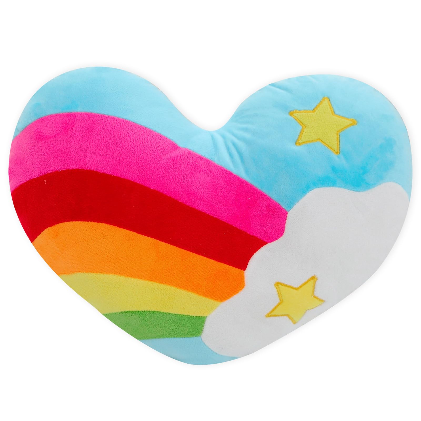 Zxmbeddings 17.7'X13.8'Heart Pillow Stuffed Rainbow Heart Shaped Throw Pillow Plush Toy,Star