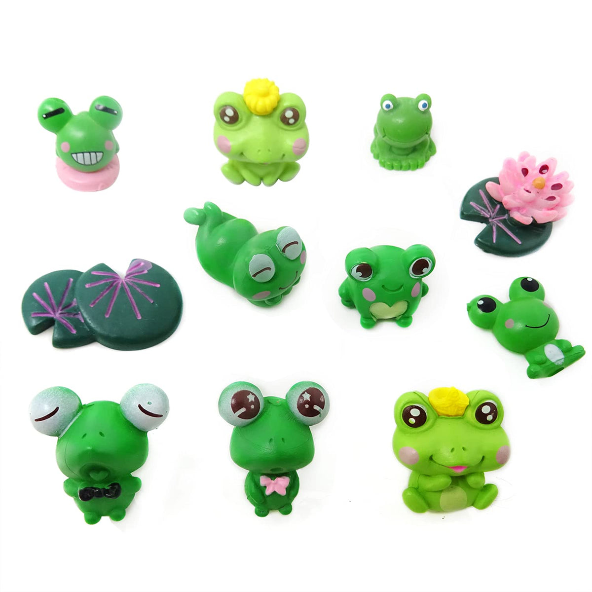 Honbay 11Pcs Resin Frog Miniature Figurines Cute Frog Cake Topper Mini Frog Animals Model Moss Landscape Terrarium Crafts For Ga