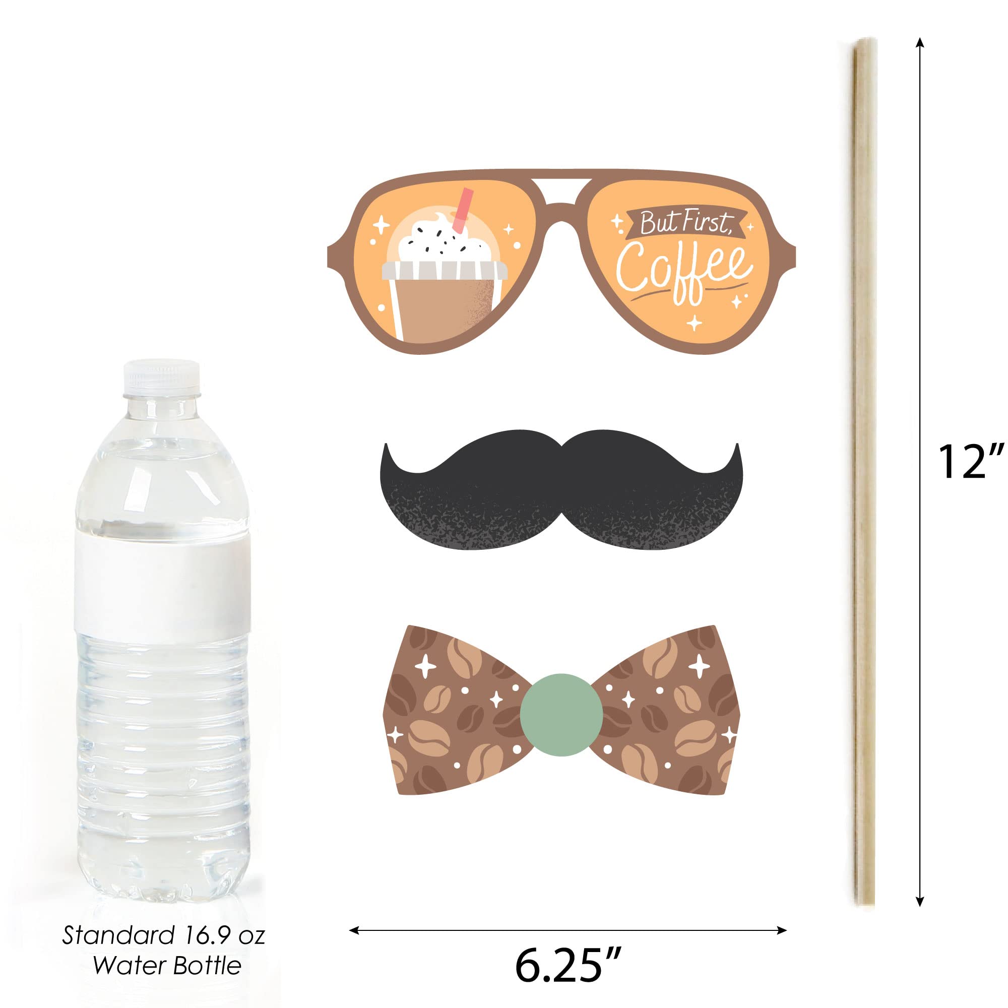 Big Dot Of Happiness But First, Coffee - Cafe Themed Party Photo Booth Props Kit - 20 Count