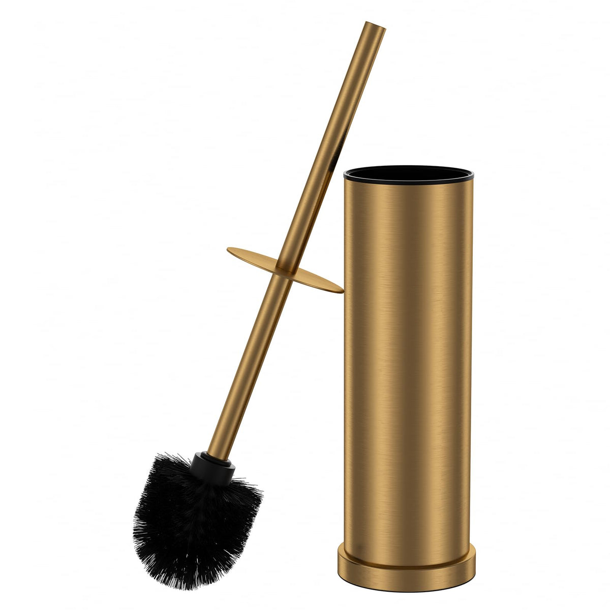 Brass Gold Toilet Brush and Holder Set,Stainless Steel Heavy Duty Toilet Bowl Brush,Extra Long Handled Modern Toilet Cleaner Bru