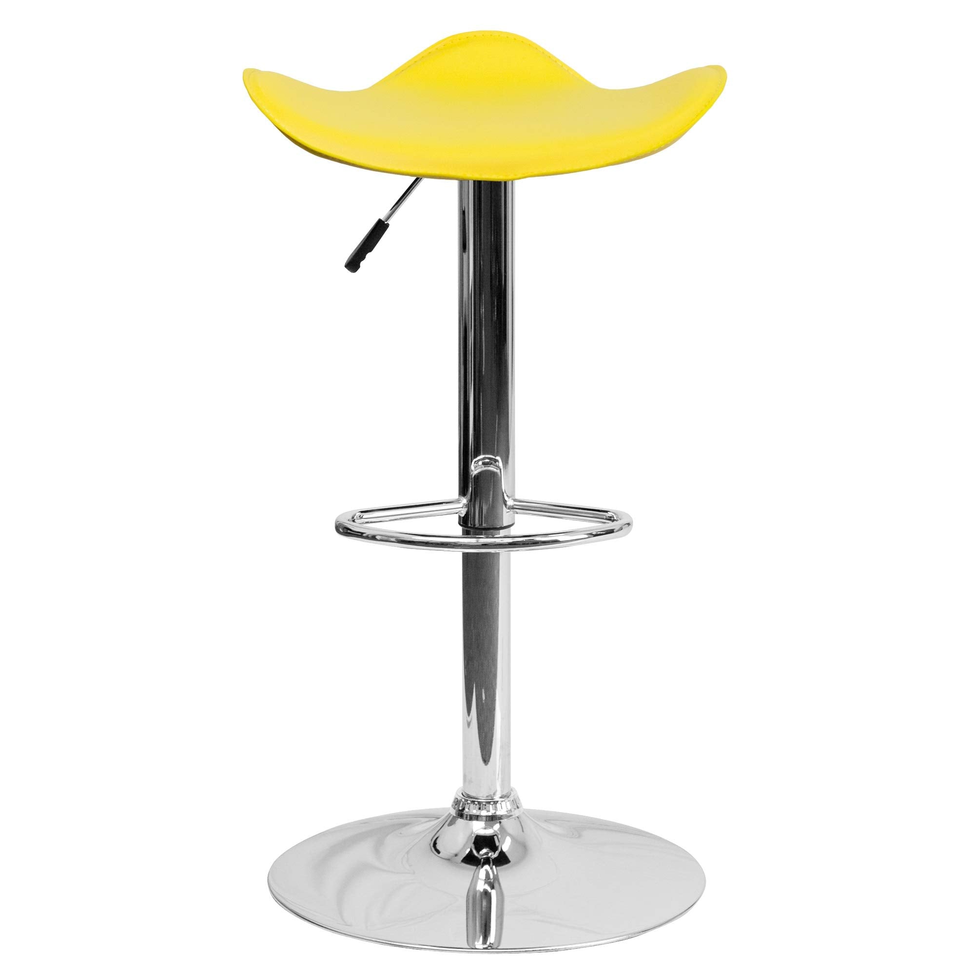 Flash Furniture Contemporary Yellow Vinyl Adjustable Height Barstool With Chrome Base