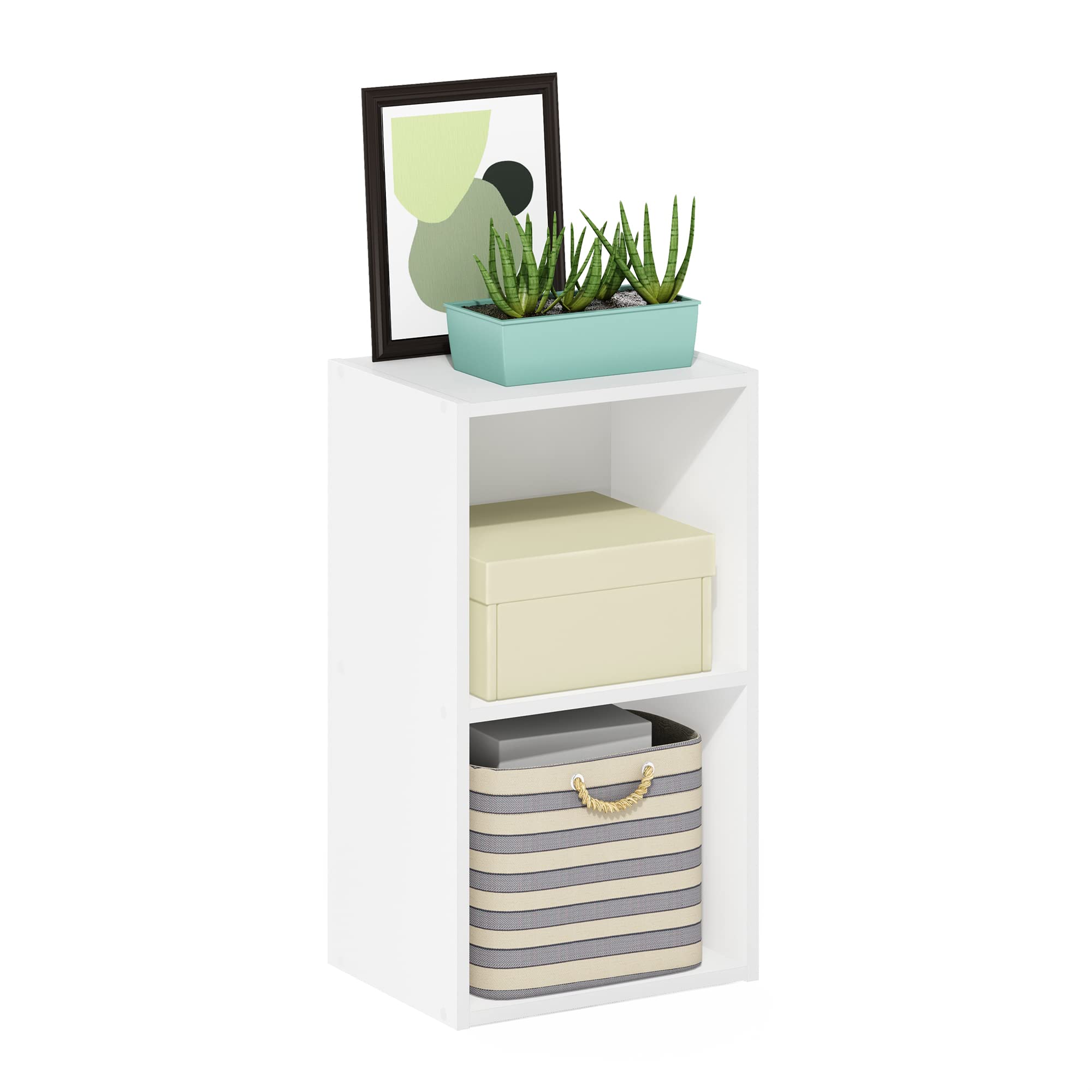 Furinno Luder Bookcase / Book / Storage, 2-Tier Cube, White