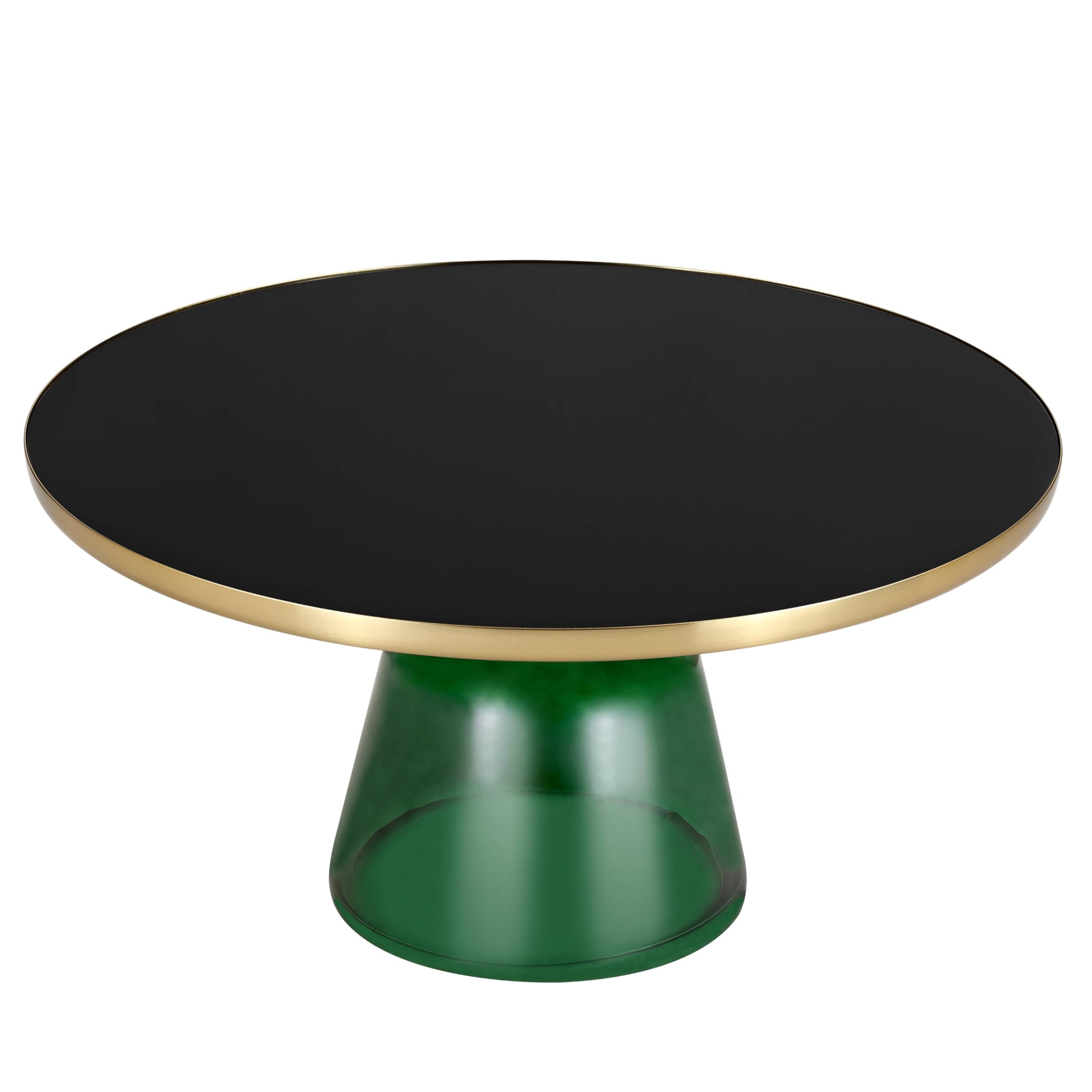 Tully Collection Glass Coffee Table Green glass, Gold Rim with Black Glass top