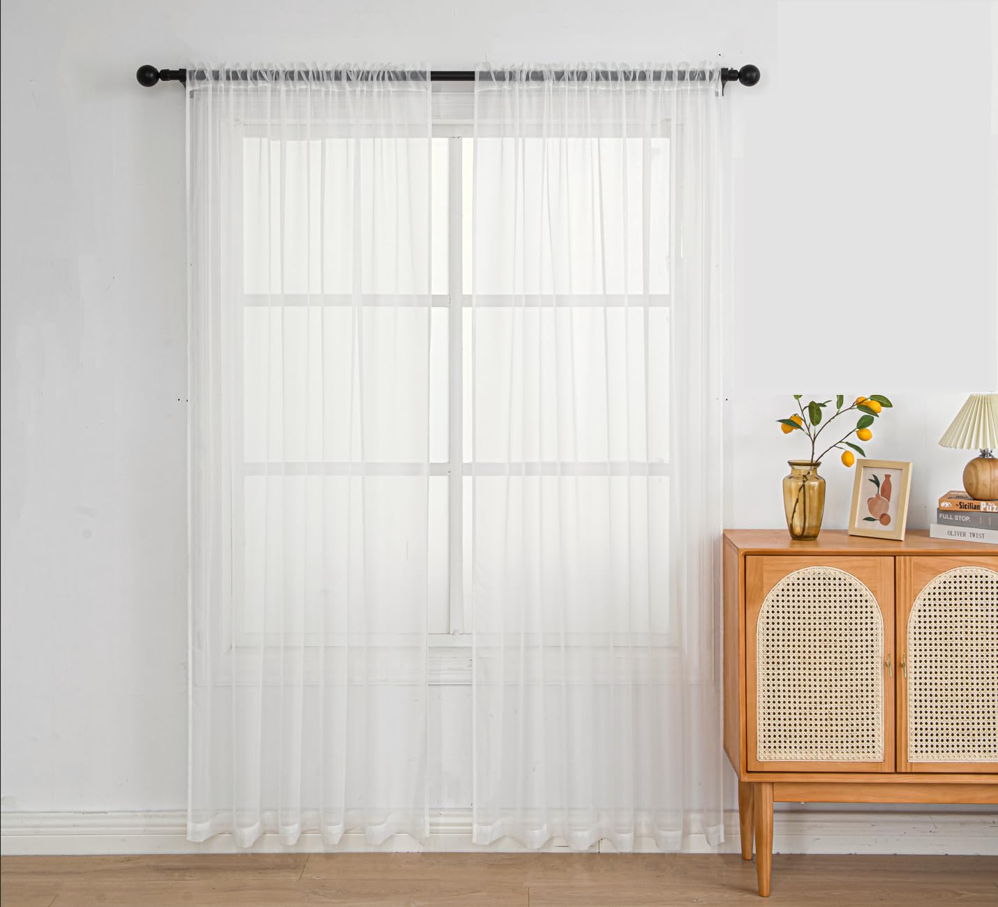 Pi Sheer Curtain 108 Inches Long,Light Window Drapery Soft Airy Voile ...