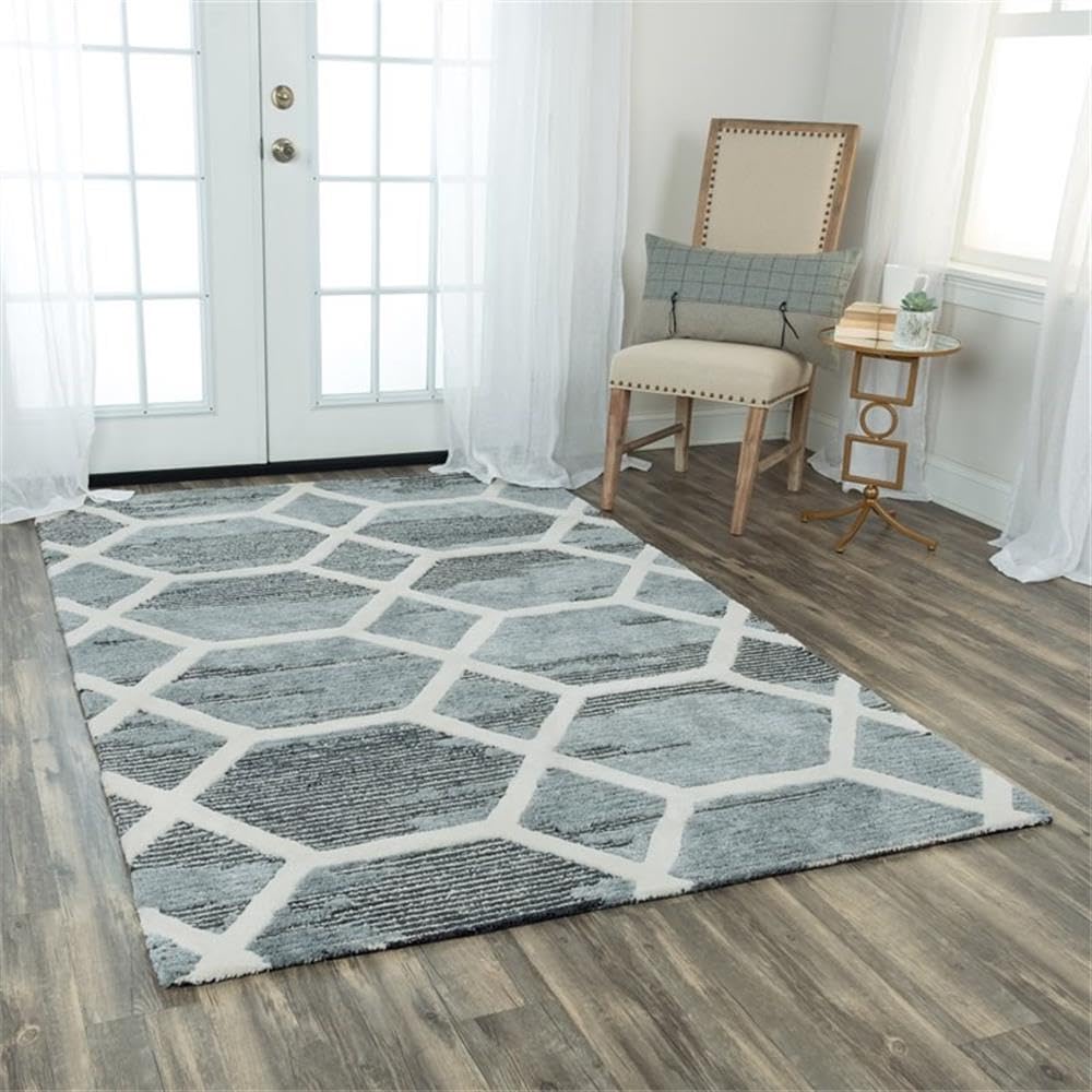 Rizzy Home Alora Decor Honey 5'X7'6" Geometric Gray/Ivory Hand-Tufted Area Rug
