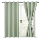 Hiasan Blackout Curtains For Bedroom, 52 X 54 Inches Long - Thermal Insulated & Light Blocking Window Curtains For Living Room/Kids Room, 2 Drape Panels Sewn With Tiebacks, Seafoam Green