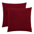 Hwy 50 Dark Wine Red Burgundy Throw Pillow Covers Set 18X18 Inch For Couch Sofa Bed Bedroom Living Room, Velvet Soft Cozy Solid