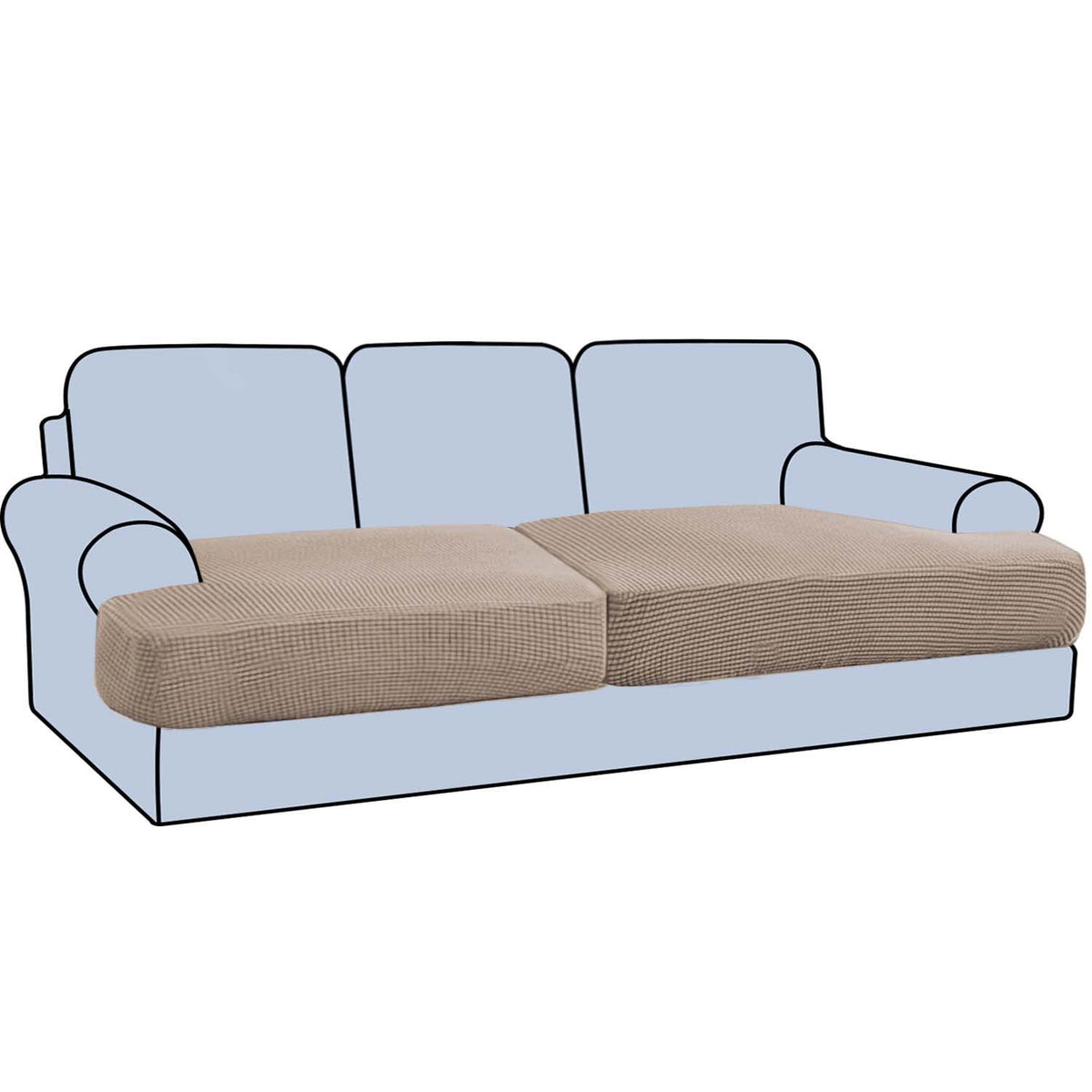 H.Versailtex Stretch 2 Piece T Cushion Sofa Slipcovers Individually Sofa Cushion Covers For 2 Cushion Couch Sofa Seat Cushion Co
