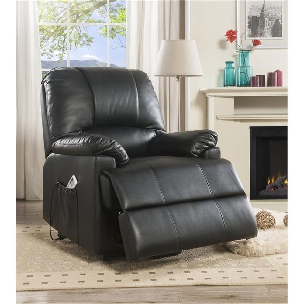 Acme Ixora Faux Leather Upholstered Recliner with Power Lift in Black