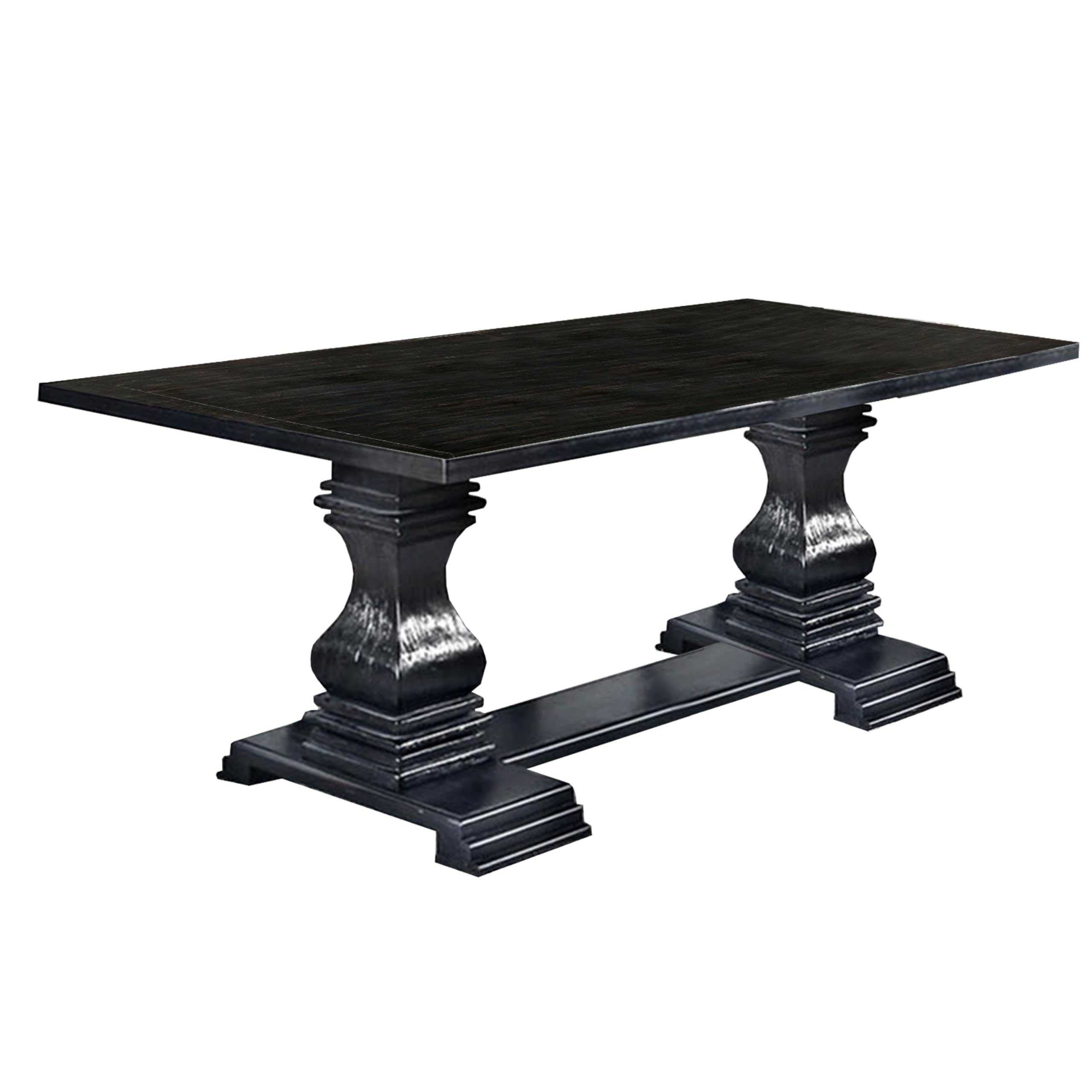 Benjara Transitional Style Dining Table with Trestle Base, Black