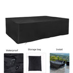 Flr 126Inches Patio Table Cover Veranda Rectanguler Black Waterproof Outdoor Dinner Protector Dust-Proof Table Desk Cover Furnit