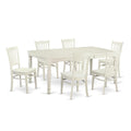 East West Furniture DOGR7-LWH-W 7 Piece Dining Set Consist of a Rectangle Dining Table with Butterfly Leaf and 6 Kitchen Chairs, 42x78 Inch, Linen White