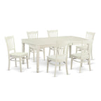 East West Furniture DOGR7-LWH-W 7 Piece Dining Set Consist of a Rectangle Dining Table with Butterfly Leaf and 6 Kitchen Chairs, 42x78 Inch, Linen White
