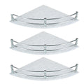 STIMULUS Acrylic Bathroom Corner Shelf Set of 3 | 8x8 Inch (20x20 cm) Wall Mounted Storage Rack | Transparent Multipurpose Corne