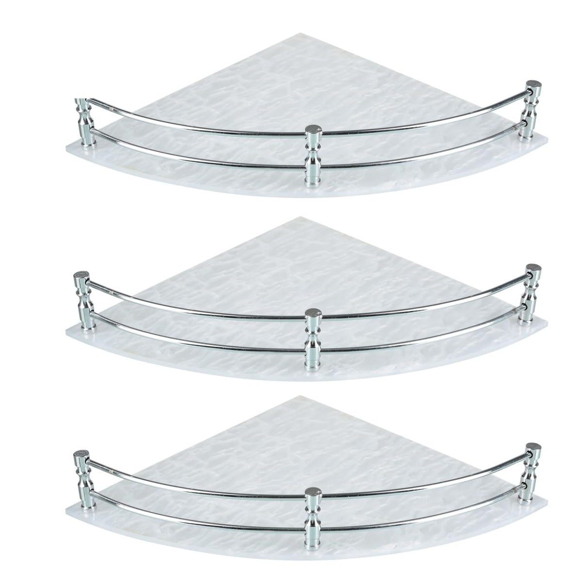 STIMULUS Acrylic Bathroom Corner Shelf Set of 3 | 8x8 Inch (20x20 cm) Wall Mounted Storage Rack | Transparent Multipurpose Corne