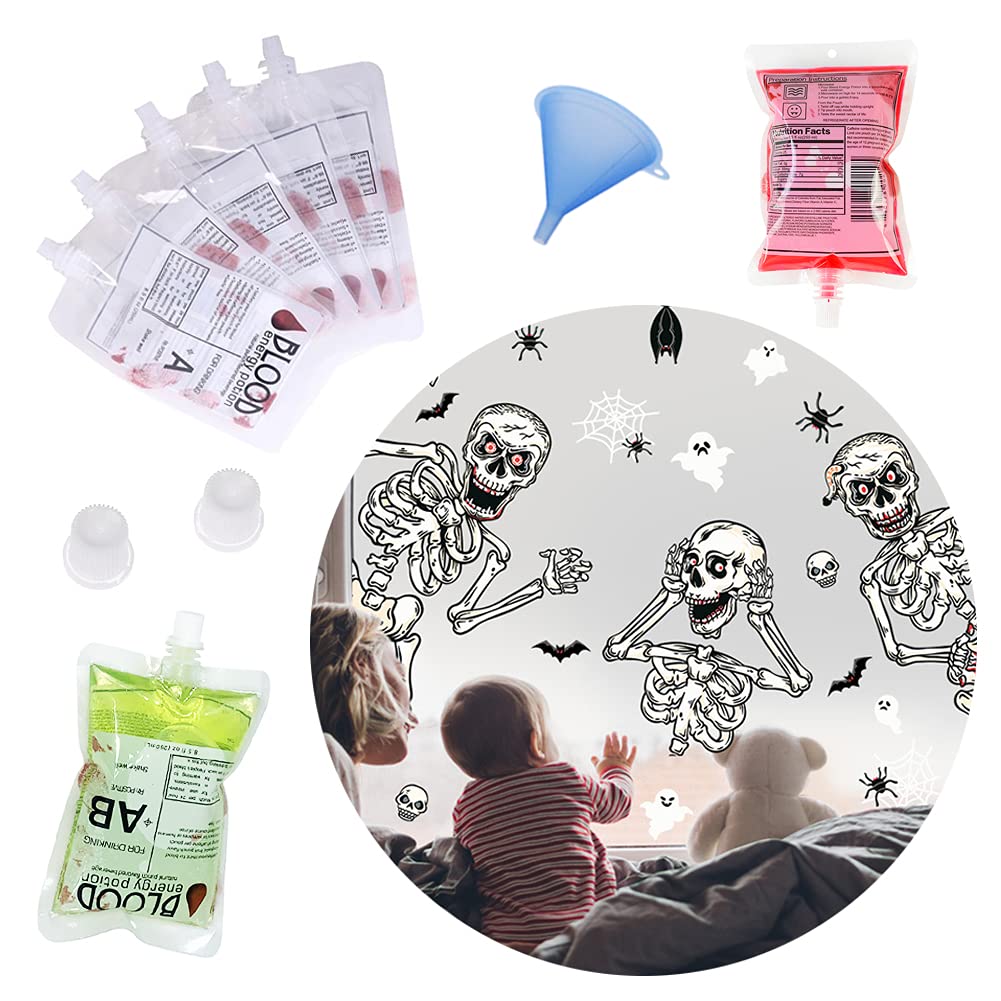 20 Pack Blood Bags For Drinks,8.5Oz Anti-Leak Bags With Cap,Reusable Food Grade Bags,Decoration Cups For Halloween And Christmas