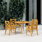 vidaXL Solid Wood Round Patio Table - Acacia - 43.3"x29.5", Durable and Sturdy with Slatted Design and Diagonal Legs