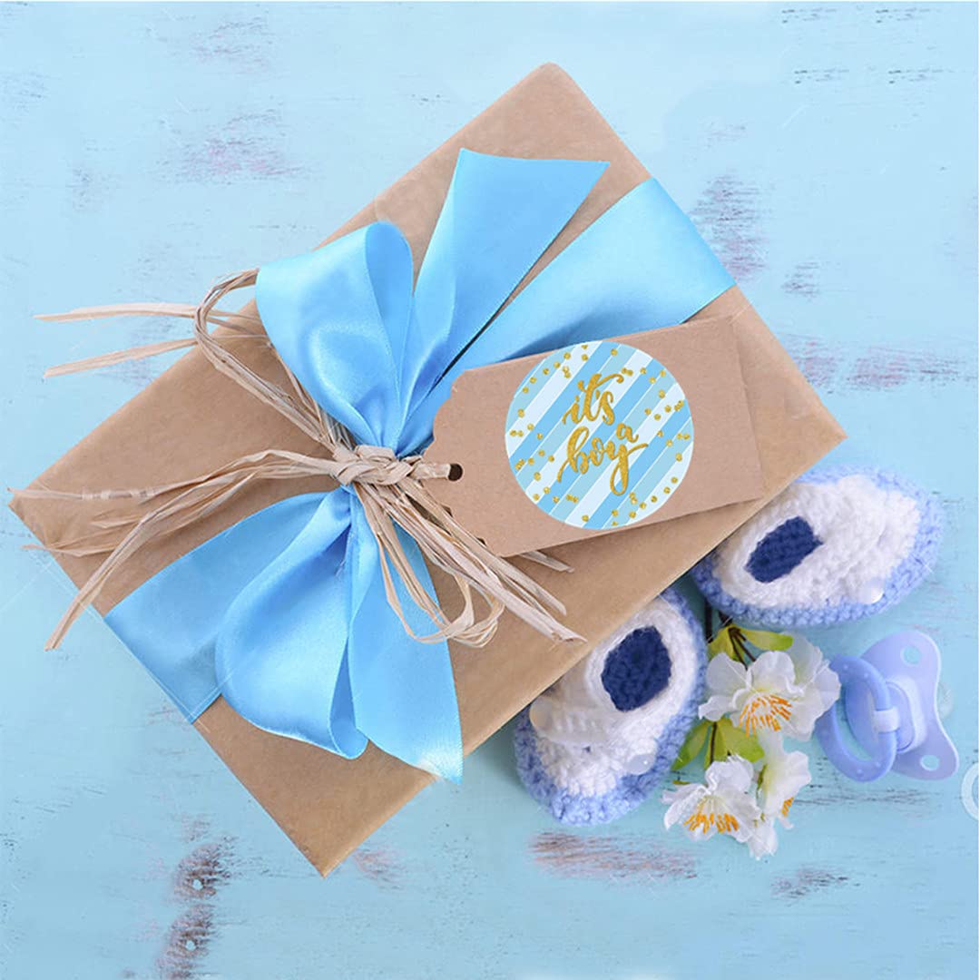 Blue And Gold It'S A Boy Baby Shower Favor Stickers - 2 Inches - 50 Labels