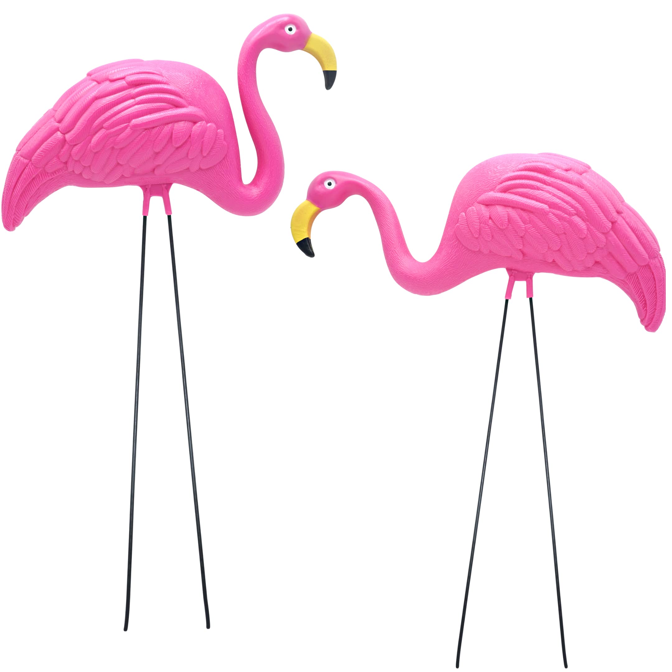 4E'S Novelty Pink Flamingos Yard Decorations Large 23' [Set Of 2] Outdoor Garden Flamingo Statue Ornament Lawn Decor
