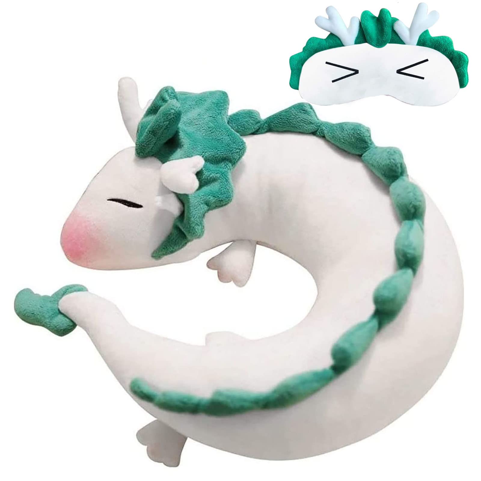 Aihanch Dragon Neck Pillow Anime Cute Haku Dragon Pillow Anime Plush Doll Toy Kids Travel Pillows With Sleeping Eye Mask For Chr