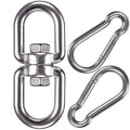 Waremaid Swing Swivel, Stainless Steel Swivel Ring Double Ended Swivel Eye Hook With 2 Snap Hooks For Web Tree Swing, Swing Spin